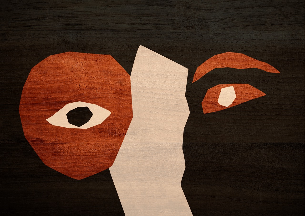 Abstract wooden face of a person.